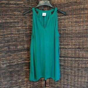 CAbi Sleveless Lush Blouse Top Small Halter Tank Top Polka Dot Kelly Green 5549